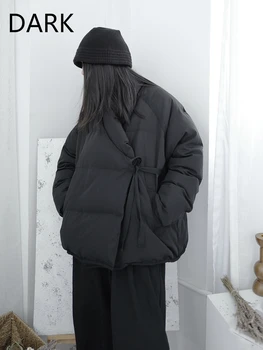 2020 Nove Zimske Ženske Nišo Design Pomenu Literarnih Temno Črno Yamamoto Slog Kratke Bela Raca Navzdol Jakna Črna Oblačila