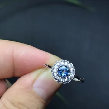 Naravni safir ring, klasični slog, kot nalašč kakovosti gemstone, 925 srebro, še posebej priporočljiva