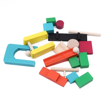 1Set Barve Razvrsti Leseni Domino Pribor Bloki Jigsaw Odraslih Domine Igre Igrače za Otroke Stavbe in Gradnje Igrače
