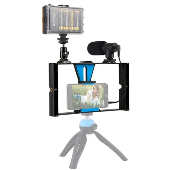 3 v 1 Vlogging Živo LED Selfie Svetlobe Pametni Video Ploščad Kompleti z Mikrofonom + Hladno Glavo Stojala za Čevlje