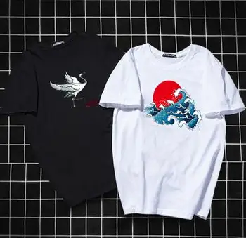 2020 Japonski moški t-shirt kratek rokav Kitajski slog Tiskanja vzorec bombaž osebno t-shirt moda za moške
