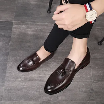 Novi ljudje Tassel Loafers Usnje Formalno Čevlji Elegantno Obleko Čevlje Preprosto Zdrs na Casual Obutev Velikosti