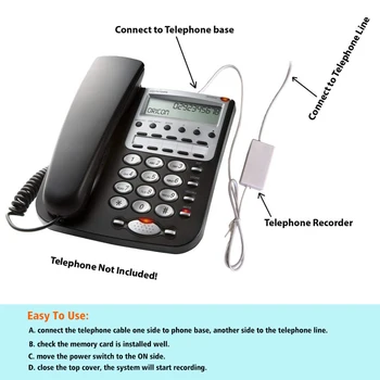 Mini Telefonski Klic Diktafon,snemanje telefonskih telefonski brez računalnika,datum in časovni žig na datoteko, Telefon Klicanje Diktafon