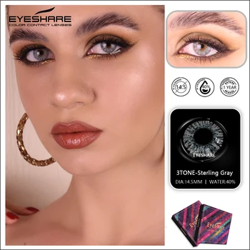 EYESHARE - 1 Par, Novih 3 Ton Barvne Kontaktne Leče za Oči Kozmetični Obarvana Očesnih Leč 14.5 mm
