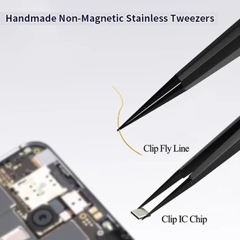 Iz nerjavečega Jekla, Precizne Pinceta HRC40 Non-magnetna Pinceta za iPhone Prstnih Letenje Skladu Popravila Tools Izbiranjem