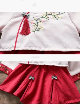 Pomlad/Jesen Deklice Oblačenja New Style Cheongsam Dva kosa Otrok Retro Hanfu Krilo Baby Princesa Obleko