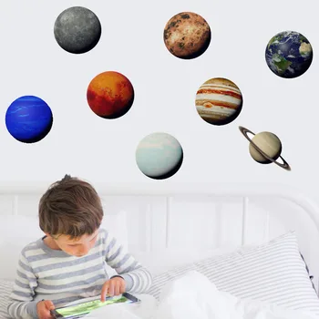 DIY Planet osončja, Galaksije Stenske Nalepke za Otroke, Soba, Spalnica Dekor Izmenljive Vinil Zidana umetnosti, Nalepke, Plakati,
