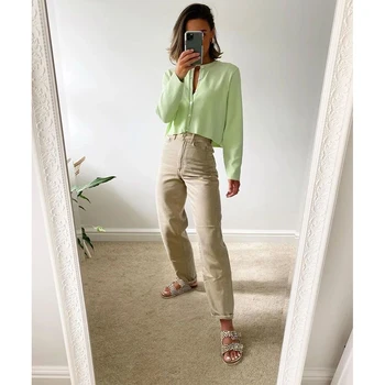 2020 poletje nove ženske 's trdno zeleno jopico pleteni pulover Priložnostne dveh kosov komplet modni ulične seksi ženski zgornji deli oblačil