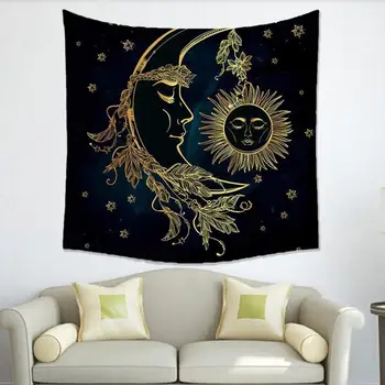 Sonce in Luna Vzorec Odejo Kitajski, Indijski Stil Tapiserija Steni Visi Bohemia Gypsy Doma Spalnica Dekoracijo Poliester Tapiserija