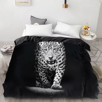 3D Tiskanje Rjuhe Kritje za Oblikovanje po Meri,Tolažnik/Odeja/Odejo primeru Queen/King,Posteljnina 220x240,Bedclothes Živali Beli leopard