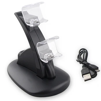 Dvojno USB Gamepad Krmilnika Polnilnik Dock Krmilnik za Igre Napajanje Polnjenje Stojalo, ki je Osnova za Sony Playstation 4 PS4