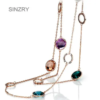 SINZRY novi Luksuzni Nakit Rose gold barvi Avstrija kristalno dolg pulover ogrlice moda multicolor kristalni nakit
