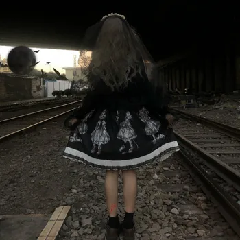 Gothic Lolita Obleko Dark Angel Serije High Low Lolita JSK Obleko za Soufflesong Kawaii Retro Temno Japonski