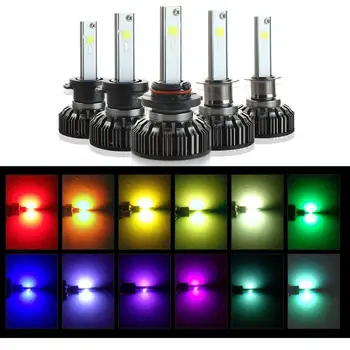 RGB Žarometi Avtomobila, H1, H3 H4 H7 H13 LED Pisane BT APP H4 H7 LeadLamp Potrditev Sijalka Avto Svetlobe Dodatki