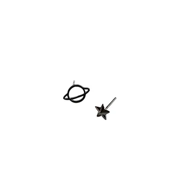 Flyleaf Asimetrija Planet Star Trdna 925 Sterling Srebro Stud Uhani Za Ženske Fine Nakit Earings Modni Nakit