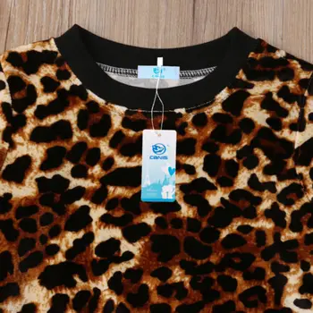 NAS Newborn Baby Dekleta Leopard tiskanja Obleko Oblačila Vrhovi+Hlače 2Pcs Komplet Trenirka