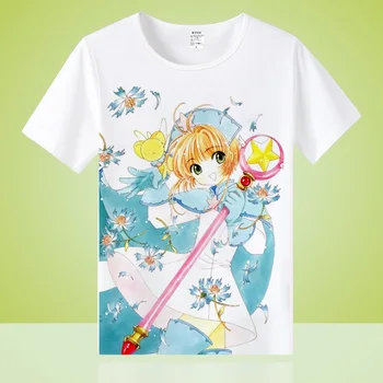 Visoko-Q Unisex Anime Cosplay Card Captor KINOMOTO SAKURA Cosplay Kostume Priložnostne Bombaža T-Shirt Tee T Shirt Vrh