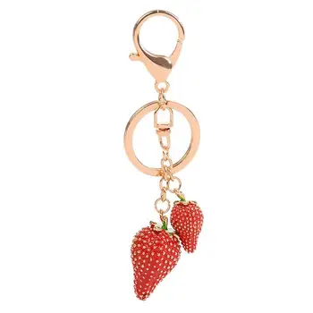 Nove zlitine sladko sadje key ring deklica jagoda avto keychain ustvarjalne izvrstno darilo vrečko obesek ključnih verige ženski čar nakit