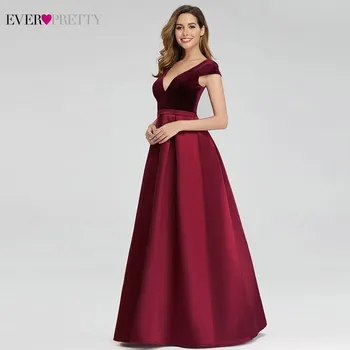 Kdaj Zelo Seksi Burgundija Dolgo Prom Obleke A-Linijo Proti-Vrat Velur Elegantno Formalno Večer Stranka Obleke Mezuniyet Elbiseleri 2020