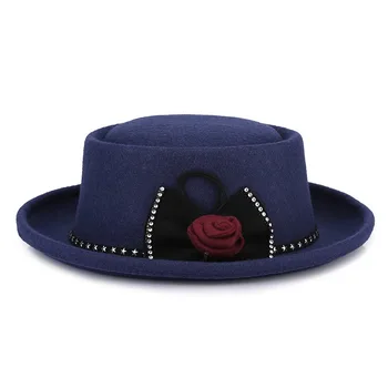 2021 moda za moške in ženske klobuk flip jazz klobuk retro priljubljena volne klobučevine klobuk ravno cilindrom na prostem prosti čas klobuk