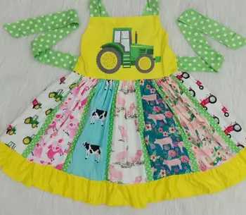 2020 vroče prodaje dekle obleko traktorja kmetije otroška oblačila kovitlati obleko dekle strappy suspender obleko