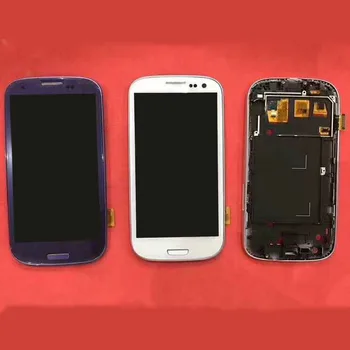 Za Samsung Galaxy S3 i9300 LCD-Zaslon, Zaslon na Dotik, Računalnike Doma Dno Polno Skupščine z Okvirja Okvir Za samsung S III LCD