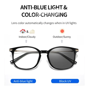 LIOUMO Klasičnih Kvadratnih Photochromic Očala Ženske Moški Modra Blokiranje Svetlobe Leče Za Računalnik Unisex Retro Očala UV400