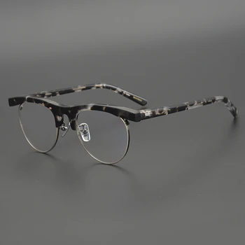 Acetatni Okvir Očal Moški Letnik Pol Platišča Eye Glasses Ženske Optični Kratkovidnost Recept Očala Okvirji Jasno Očala Oculos