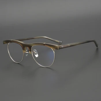 Acetatni Okvir Očal Moški Letnik Pol Platišča Eye Glasses Ženske Optični Kratkovidnost Recept Očala Okvirji Jasno Očala Oculos