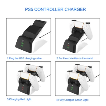 Dvojno Hiter Polnilec za PS5 Brezžični Krmilnik LED Indikator Polnjenja Dock Postajo NAPAJALNIK za Sony PlayStation5 DualSense
