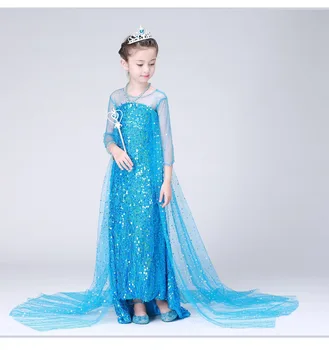 Zamrznjeno 2 Fancy Princesa Elsa Obleko Gor Božično Karneval Dekleta Elsa Kostum Otroci Sequins Poročne Obleke Rojstni Oblačila