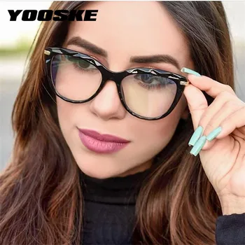 YOOSKE Moda Mačka Oči Očala Okvirji Pregleden Očala za Ženske Seksi Okvir Trendom Slog blagovne Znamke Optični Računalnik Očala