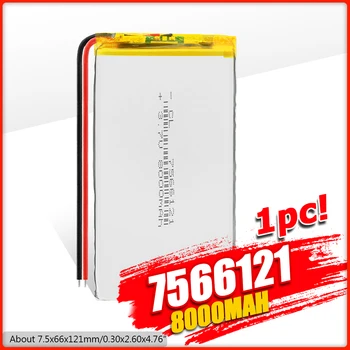 1/2/4x Visoko Moč 3,7 V 7566121 8000mAh Li Litij Ionska Po Li-polimer Baterija Za Tablični RAČUNALNIK DVD GPS SREDI PDA PAD PSP