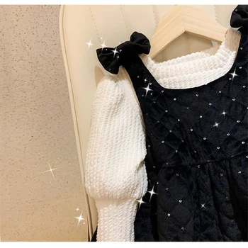 2020 Jesen Pomlad Dekleta Obleke, Kompleti Jeseni Bombaž Puff Rokav Tiste Puloverju Vrhovi+Trak Obleko 2Pcs Baby Girl Oblačenja Oblačila