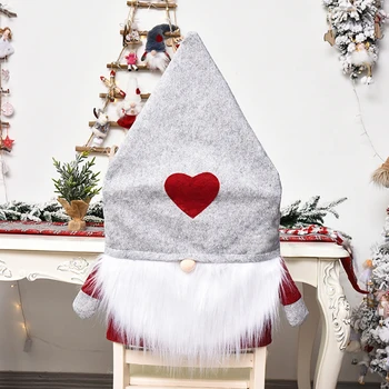 Netkane Tkanine Božič Gnome Ljubezen Srce Santa Opozoril Klobuk Design Stol Kritje Doma Stranka Jedilnico Dekoracijo Božič