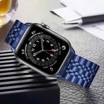 Modri trakovi za apple watch 44 mm 40 mm 6 se band serije 5 4 3 42mm 38 mm iz Nerjavečega Jekla, trak za iwatch Podjetja Povezavo Zapestnica