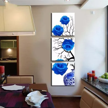 3 Kos Modre Vrtnice Plakat Modri Cvet Slike diy diamond mozaik slikarstvo obrti Diamond Vezenje poroka dekoracija