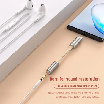 NILLKIN HIFI DAC Slušalke Ojačevalnik Pro Tip-C do 3,5 mm audio adapter ojačevalnik 32bit/384K Za iPhone Za Samsung Za Huawei