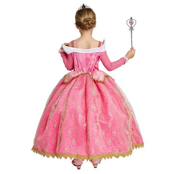 VOGUEON Aurora Obleko Dekleta Luksuzni Visoke Kakovosti Sequins Rapunzel Obleke sneguljčica Cosplay Kostum Otroci Elsa Vestido Za Stranke