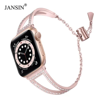 JANSIN Diamond jermenčki Za Apple Watch 38 mm 42mm 40/44 iwatch band Serije 6 SE 5 4 3 Nerjavečega Jekla trak Ženske Zapestnica