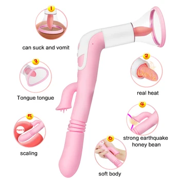 Toplote Sex Prsi Succionador Klitoris Nastavek Bedak Tesen Ustni Lizanje Dildos Vibrator Spodbujanje Masturbirajo Erotične Igrače Za Ženske