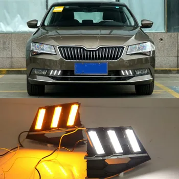 Za Skoda Superb 2016-2018 Super Svetlost Nepremočljiva ABS Avto DRL 12V LED Dnevnih Luči Z Meglo Lučka Pokrov