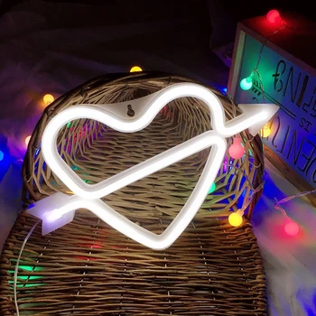 LED Neon Luči Srca Obliko Znaka Nočne Luči USB/Baterija Upravlja Noč Dekor Lučka Za Rojstni dan, Poročno Sobo, Valentinovo