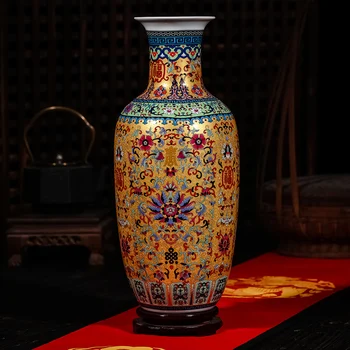 Luksuzni Jingdezhen Starinsko Dolgoživost Porcelana Emajl Tla Vaza Klasično Dekoracijo Velike Kitajske Vaze, Starodavni Palači, Vaze