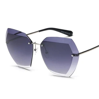 Oversize Gradient sončna Očala Ženska Moda Luksuzne blagovne Znamke Rimless sončna Očala Pregleden Žensk Očala Veliko Odtenkov UV400