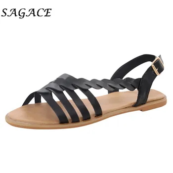 SAGACE Čevlji Ženske sponke traku ravno pete sandala velikosti gume plaži sandali 2019 poletje ženske ravno sandali priložnostne čevlji