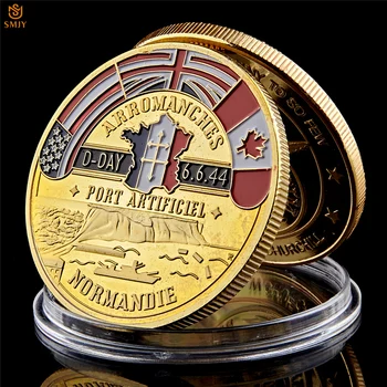 5Pcs/Veliko 1944 WW II Normandiji Ciljne Gibanje Zlata Vojaški Originalni Replika Metal Kovanec Zbirateljskih