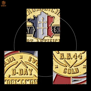5Pcs/Veliko 1944 WW II Normandiji Ciljne Gibanje Zlata Vojaški Originalni Replika Metal Kovanec Zbirateljskih
