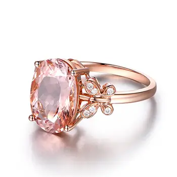 5 karat naravnih morganite obroč 18K rose gold plated diamantni prstan za ženske Fancy gem obroč