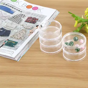 5 Plast Velik Cilinder Stackable Pregleden Krog Plastike, Kozmetika, Nakit Kroglice Šivanje Tablete Za Shranjevanje Posode Polje